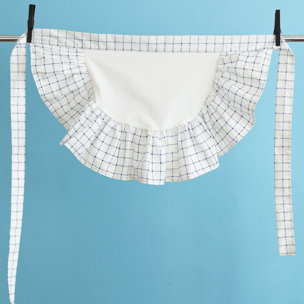 Vintage 1950s Blue & White Cocktail Apron - Like New - Picture 1 of 4